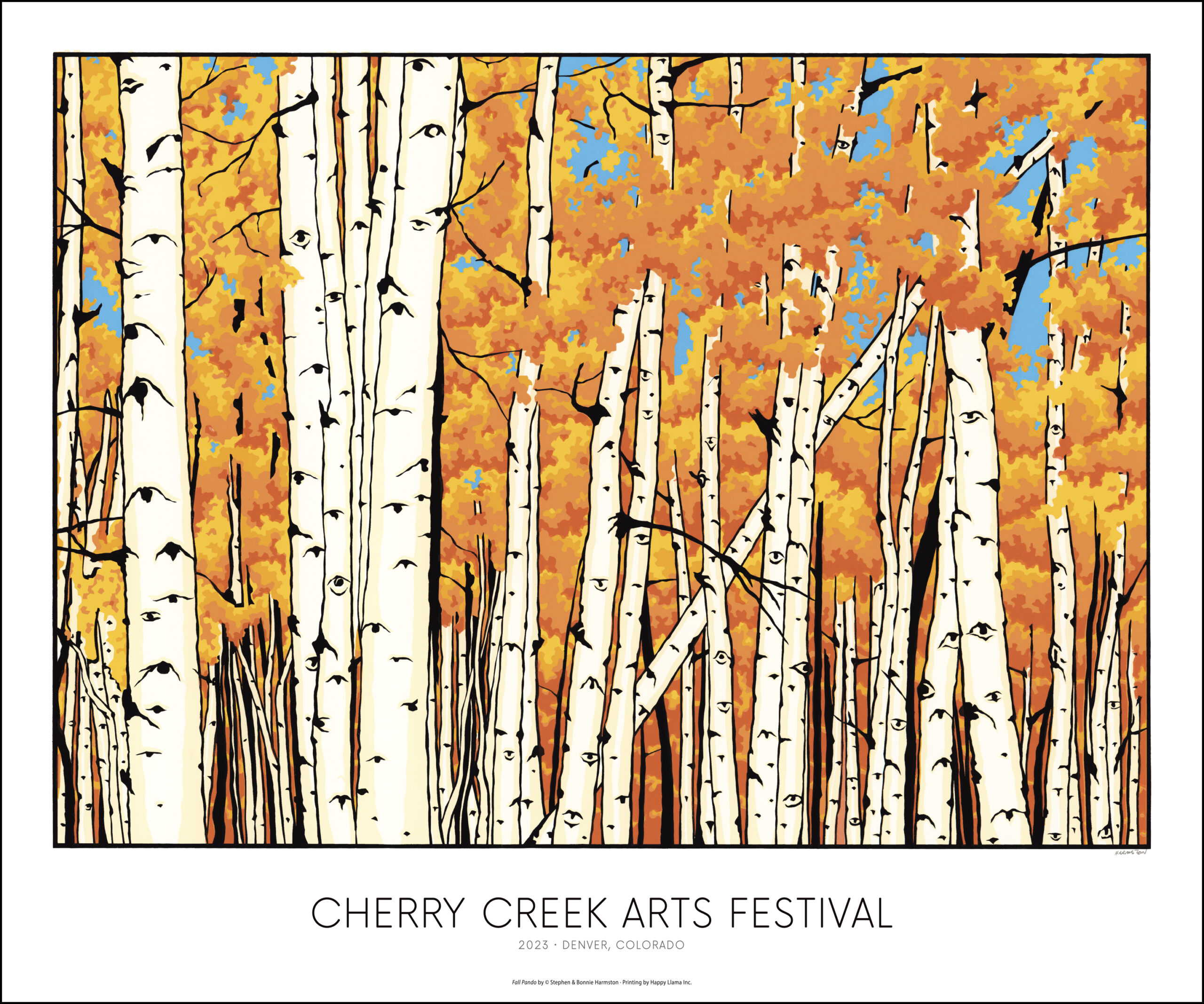Artwork of Fall aspen trees by Stephen & Bonnie Harmston