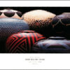 Photograph of round colorful ceramic pots
