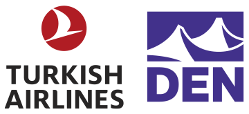 Turkish Airline and DEN Logos Red black and purple colors