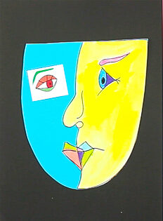 Picasso style face made of paper