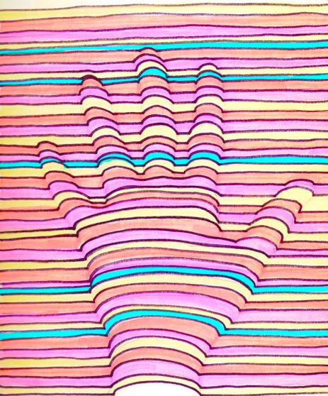 3D hand made of colorful lines