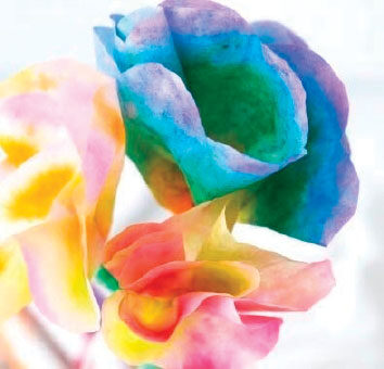 Colorful flower made of coffee filters
